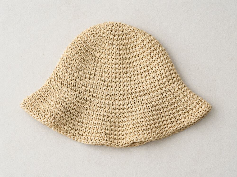 Nordstrom BP Straw Crochet Bucket Hat Neutral Beige Wavy Brim Beach Sun Hat O/S